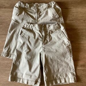 Two Pairs of Boys Uniform Khaki Shorts